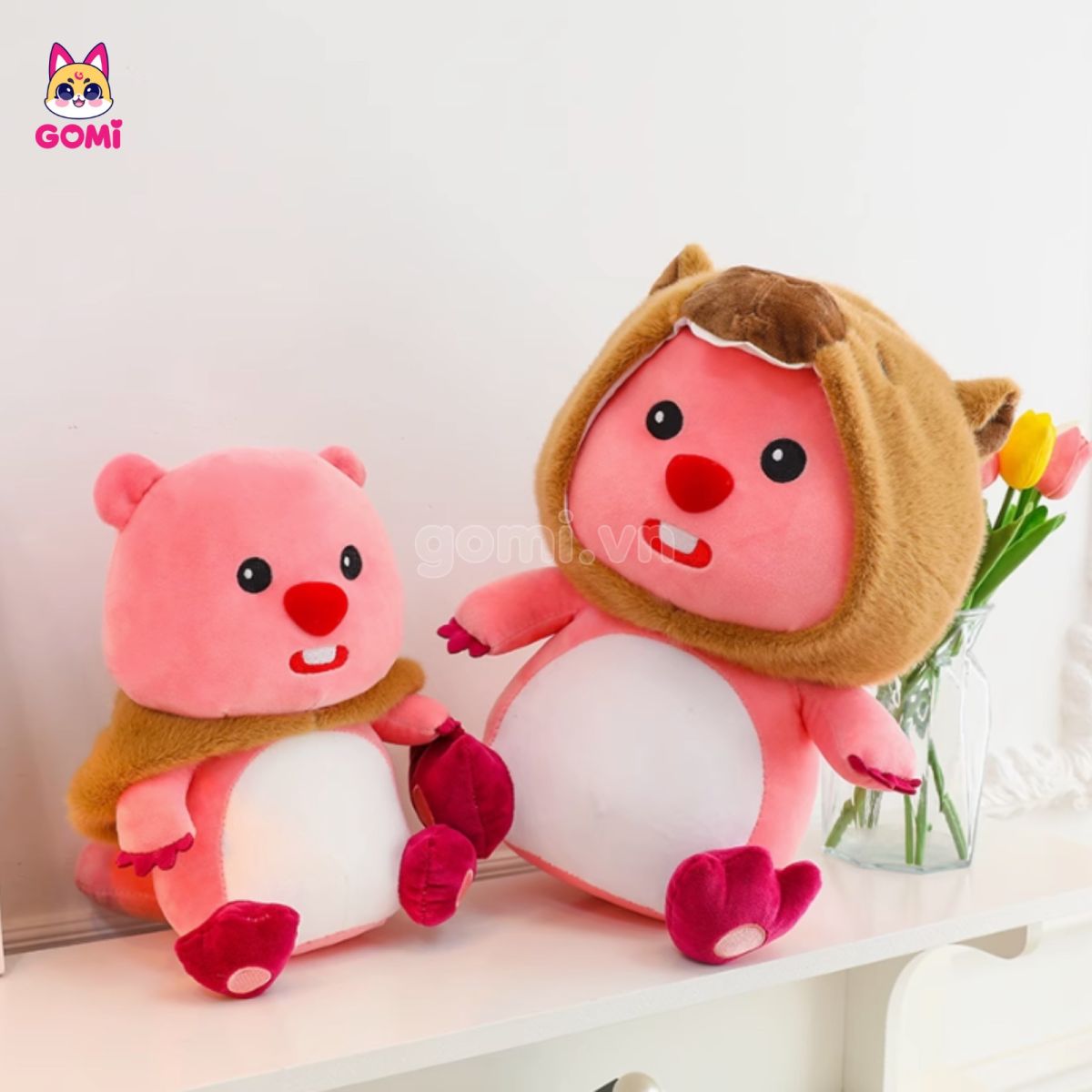 Gấu Bông Loopy Cosplay Đội Mũ Capybara