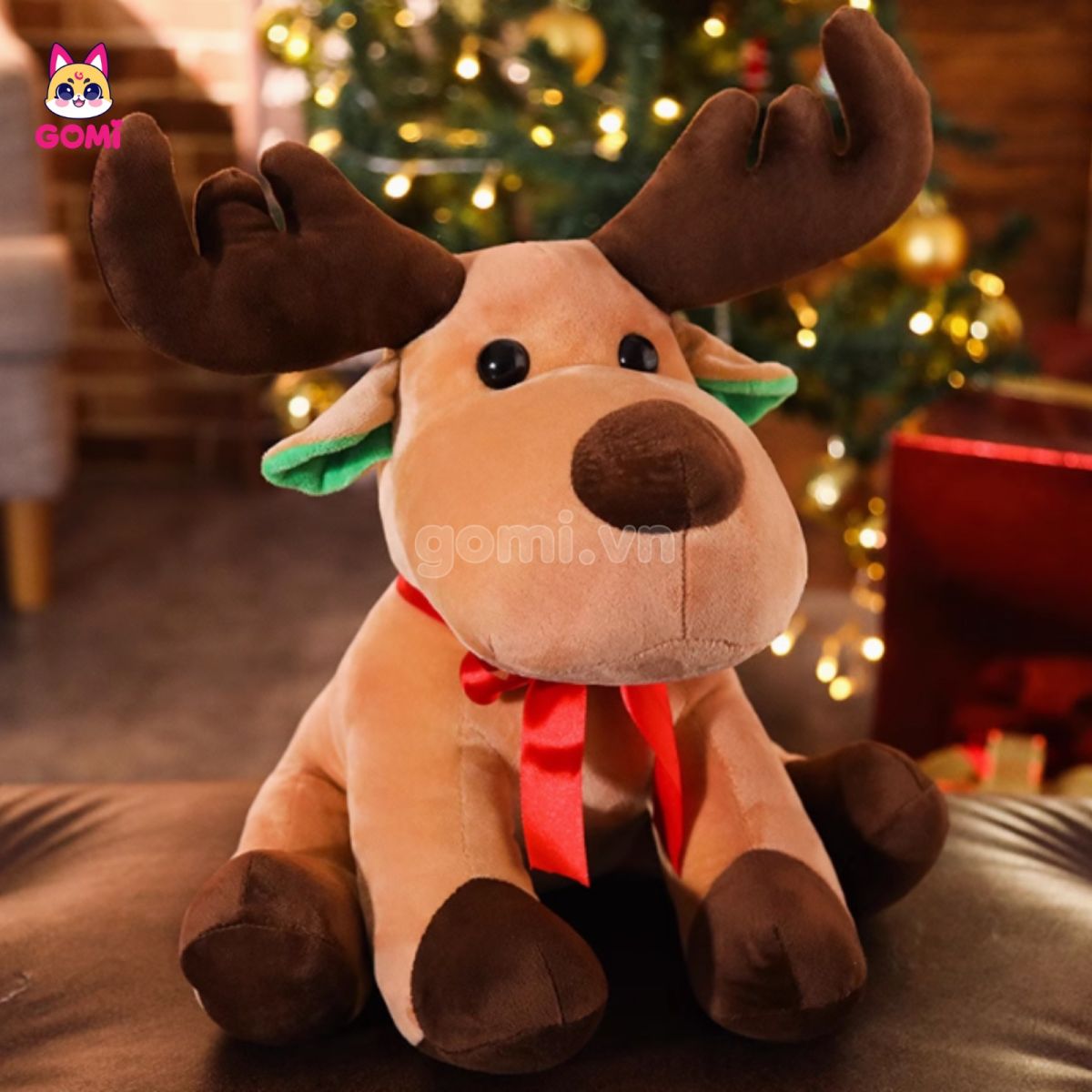 Gấu Bông Tuần Lộc Đội Mũ Noel