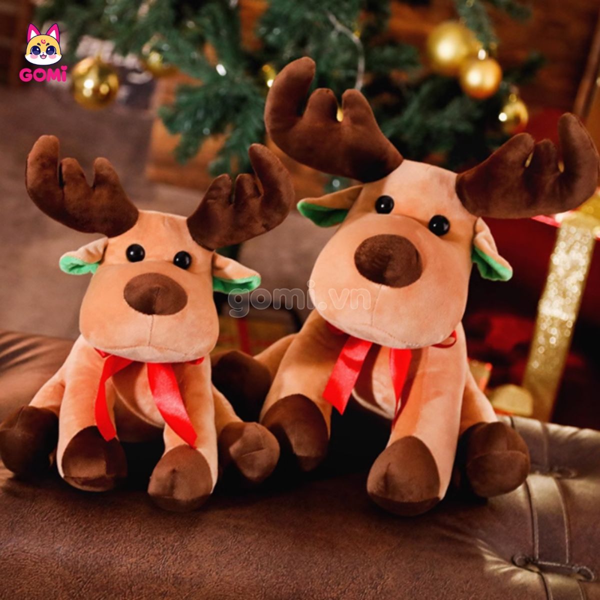 Gấu Bông Tuần Lộc Đội Mũ Noel
