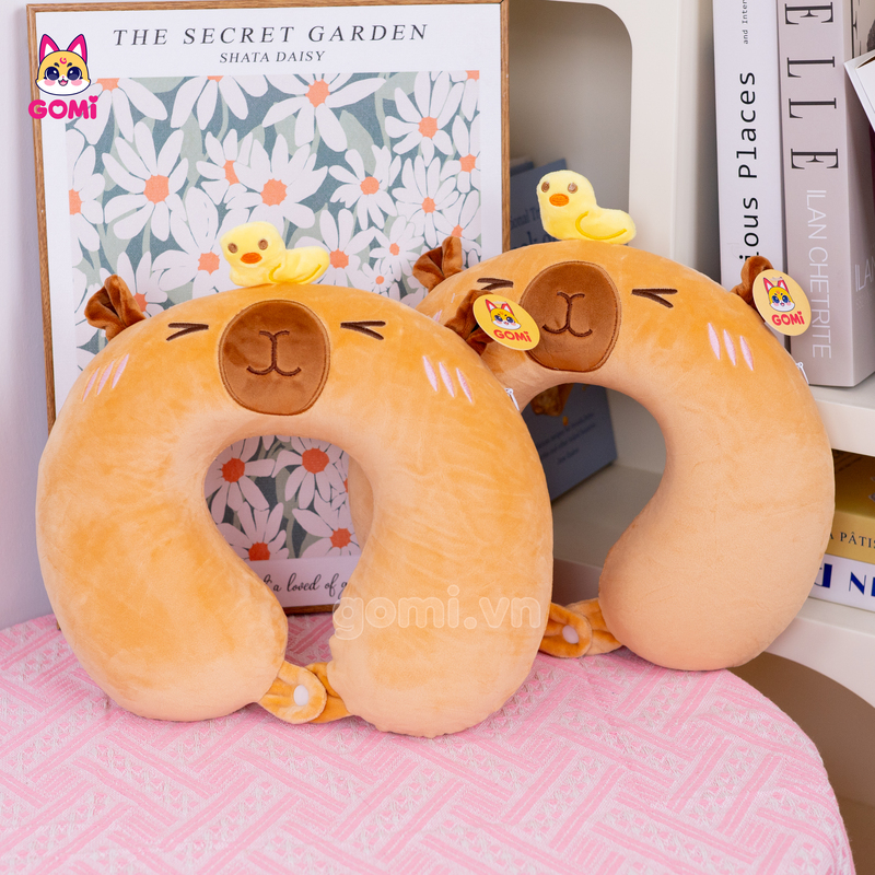 Gối Cổ Cao Su Non Capybara Đội Vịt