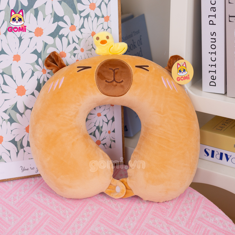 Gối Cổ Cao Su Non Capybara Đội Vịt