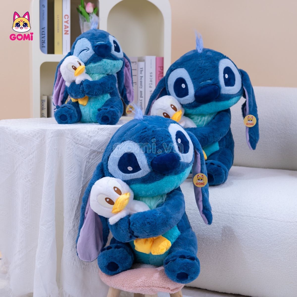 Gấu Bông Stitch Xanh Đậm Ôm Vịt