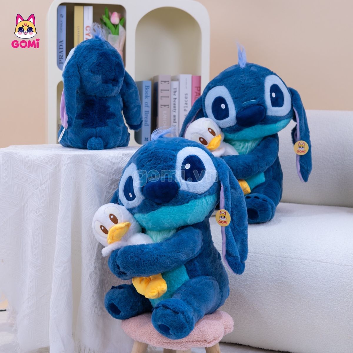 Gấu Bông Stitch Xanh Đậm Ôm Vịt