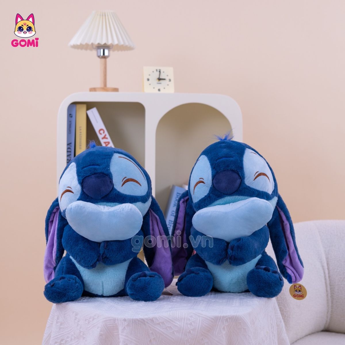 Gấu Bông Stitch Xanh Ôm Tim