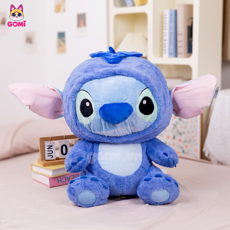 Gấu Bông Stitch Xanh Đội Nón Quả