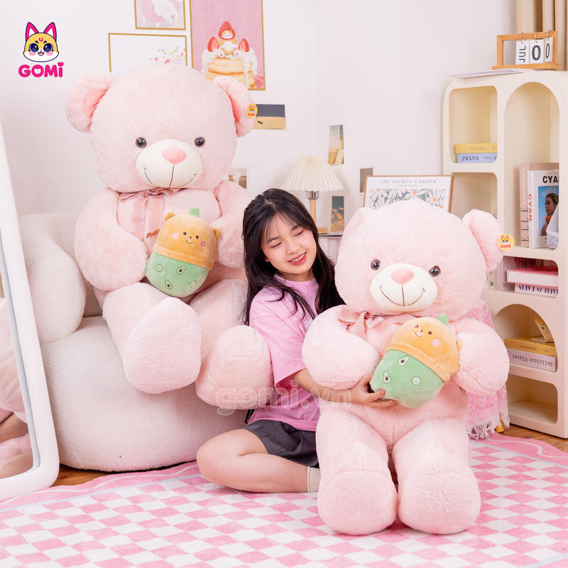 Gấu Bông Teddy Ôm Trà Sữa Thú