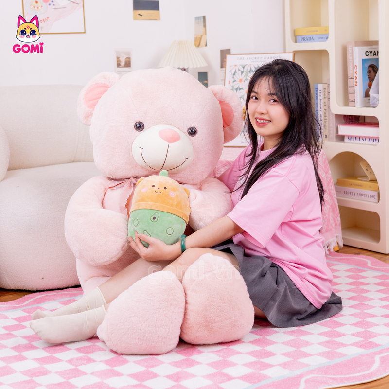 Gấu Bông Teddy Ôm Trà Sữa Thú