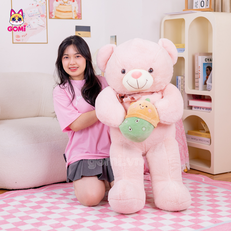 Gấu Bông Teddy Ôm Trà Sữa Thú