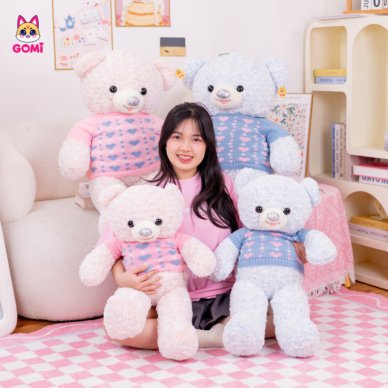 Gấu Bông Teddy Mũi Nhũ Áo Tim