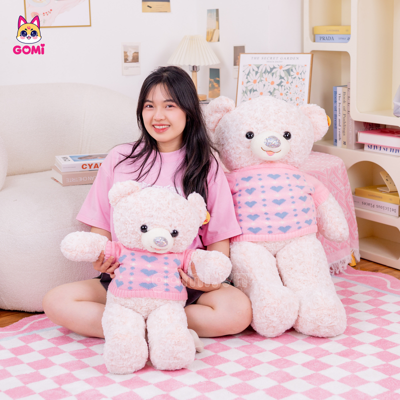 Gấu Bông Teddy Mũi Nhũ Áo Tim