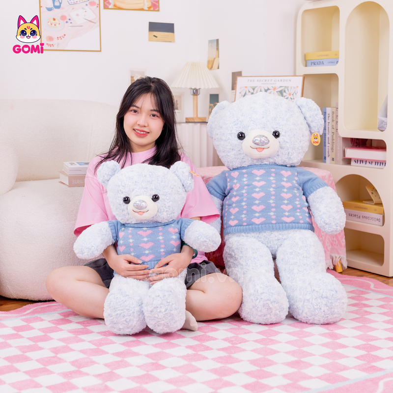 Gấu Bông Teddy Mũi Nhũ Áo Tim