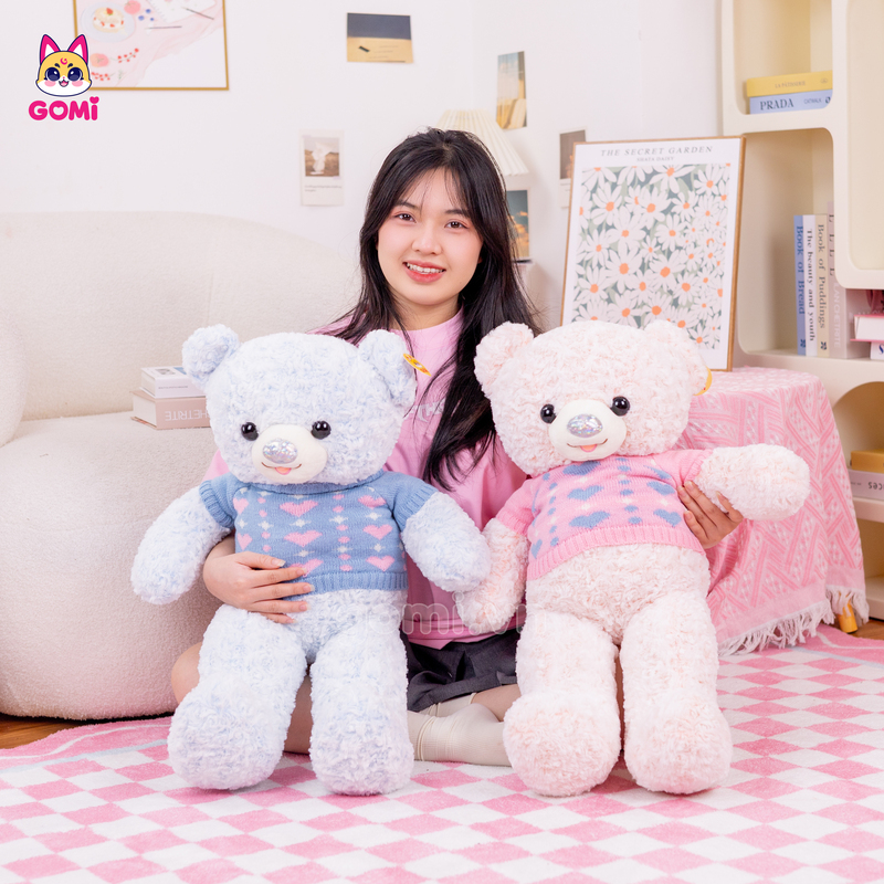 Gấu Bông Teddy Mũi Nhũ Áo Tim