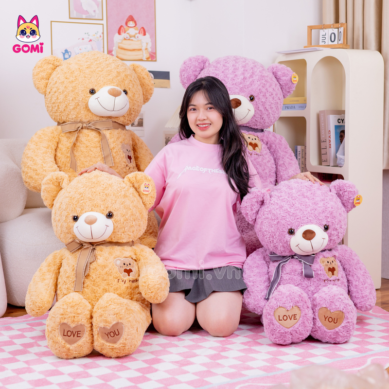 Gấu Bông Teddy Mặt Gấu Ôm Tim