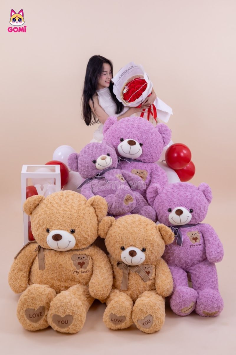 Gấu Bông Teddy Mặt Gấu Ôm Tim