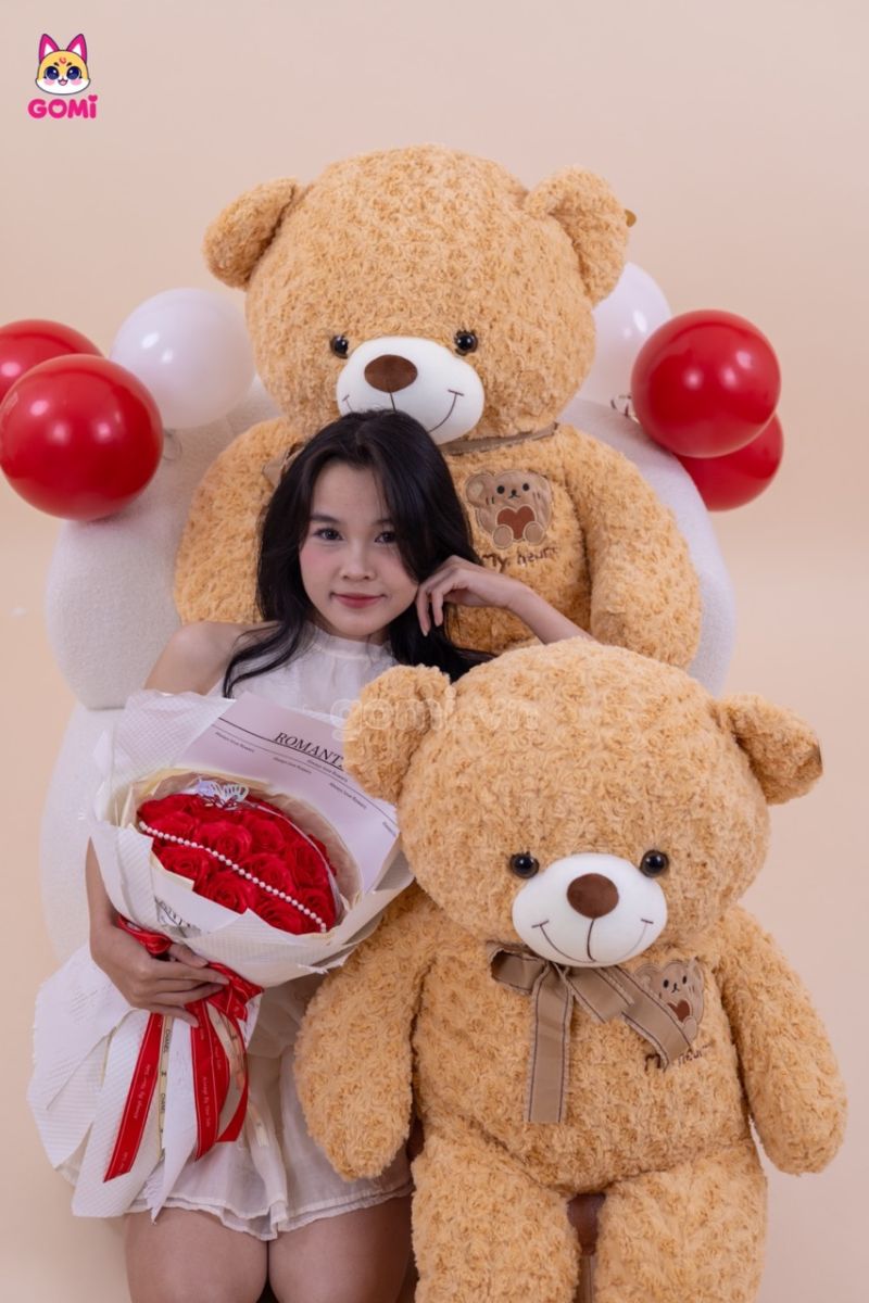 Gấu Bông Teddy Mặt Gấu Ôm Tim