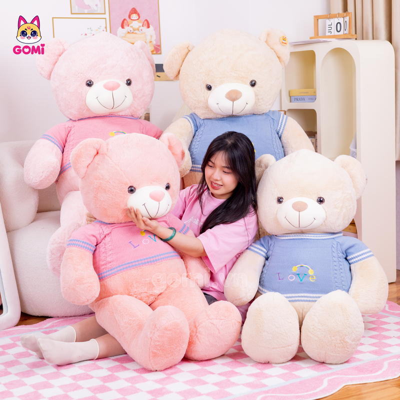 Gấu Bông Teddy Len Love Cầu Vồng