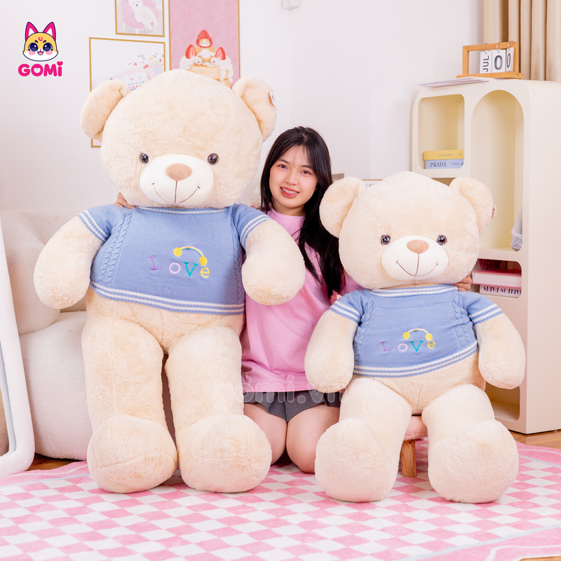 Gấu Bông Teddy Len Love Cầu Vồng