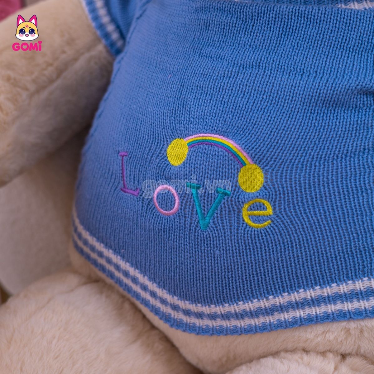 Gấu Bông Teddy Len Love Cầu Vồng
