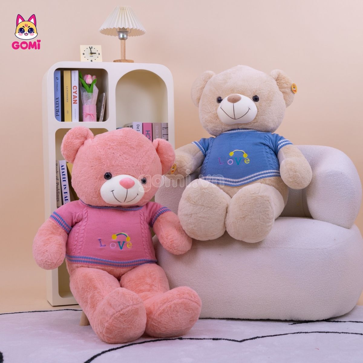 Gấu Bông Teddy Len Love Cầu Vồng