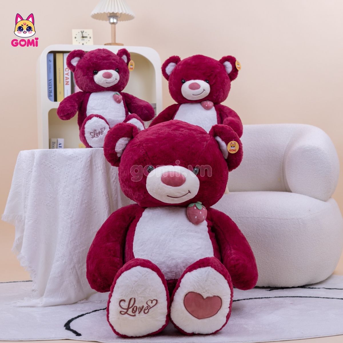 Gấu Bông Teddy Ngực Quả Dâu