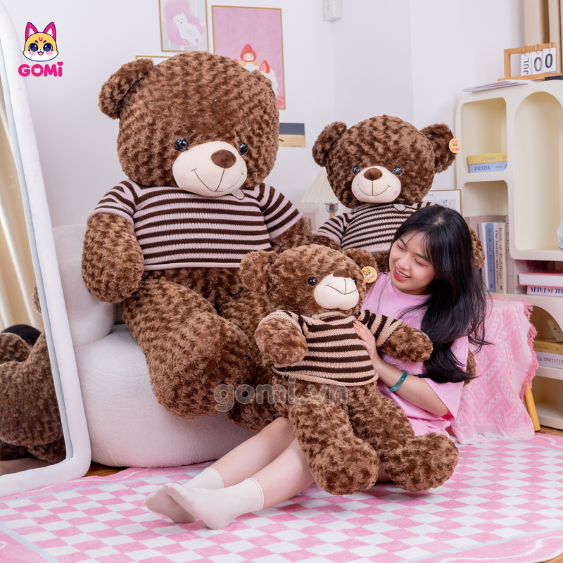 Gấu Bông Teddy Xoắn Nâu