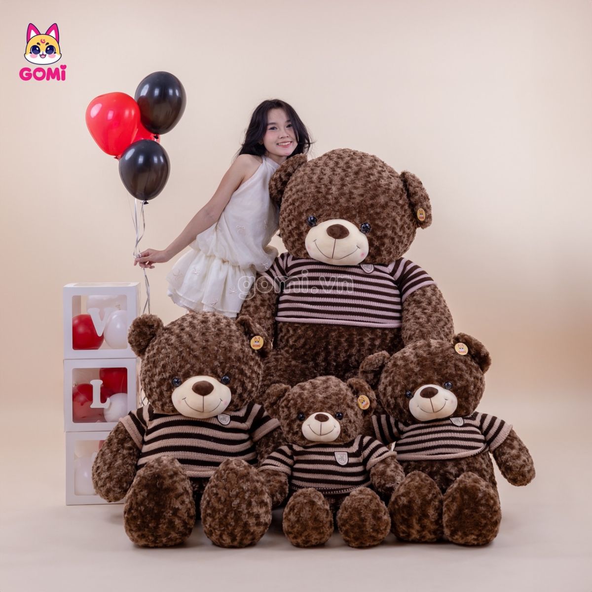 Gấu Bông Teddy Xoắn Nâu