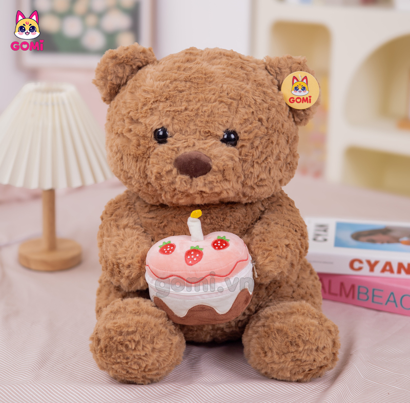 Gấu Bông Teddy Ngồi Ôm Bánh
