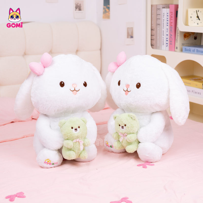 Gấu Bông Thỏ Trắng Ôm Gấu Xanh