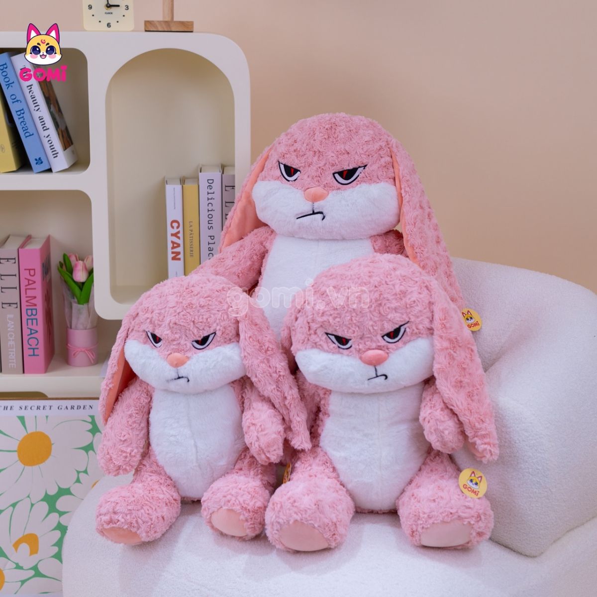 Gấu Bông Thỏ Bunny Mặt Quạo Hồng