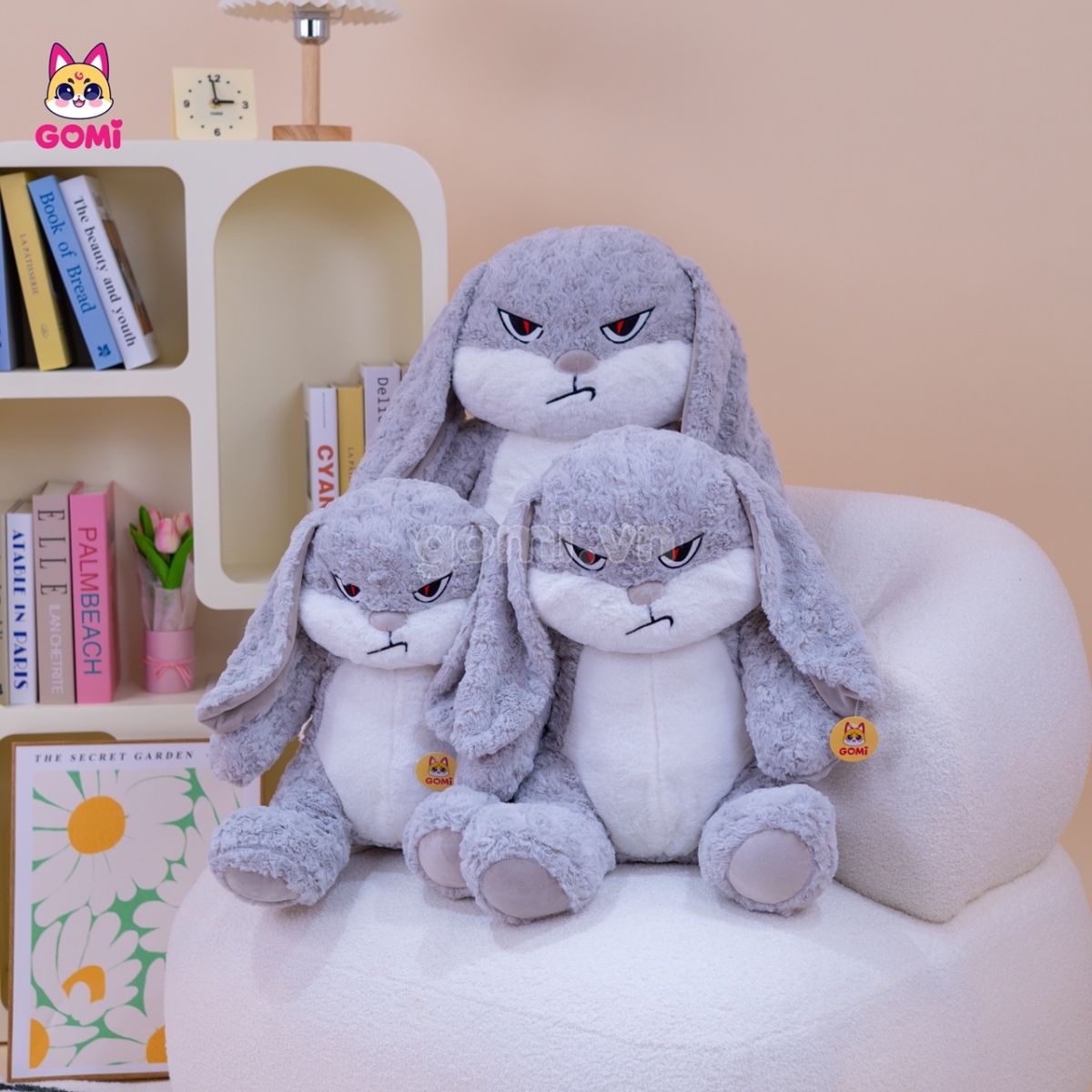 Gấu Bông Thỏ Bunny Mặt Quạo Xám