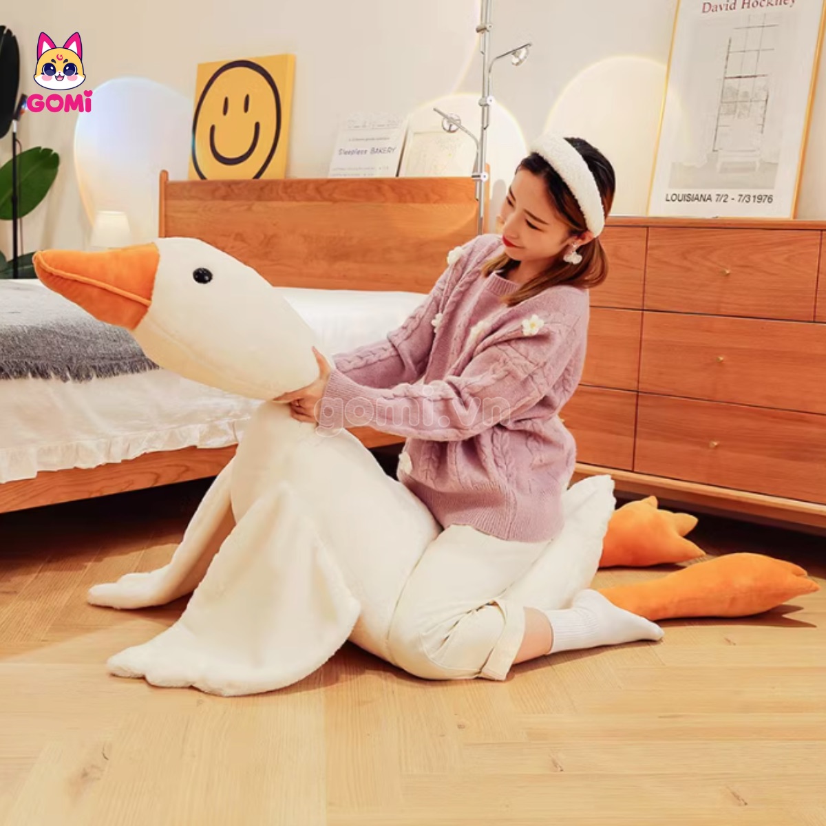 Gấu Bông Vịt Trắng Nằm
