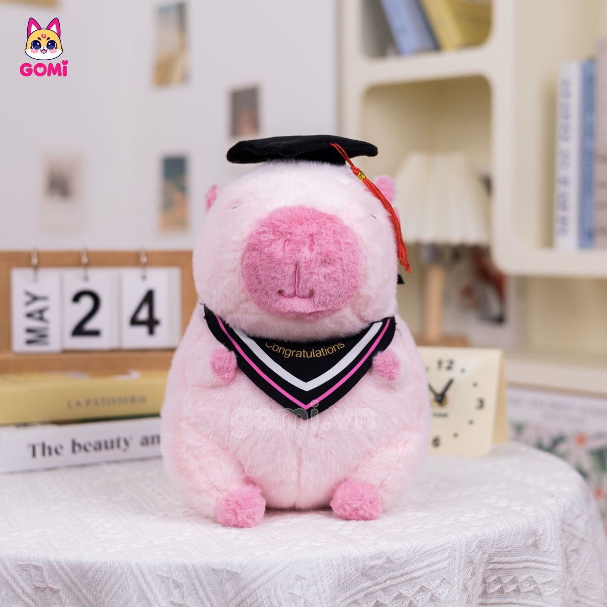 Gấu Bông Tốt Nghiệp Capybara Hồng